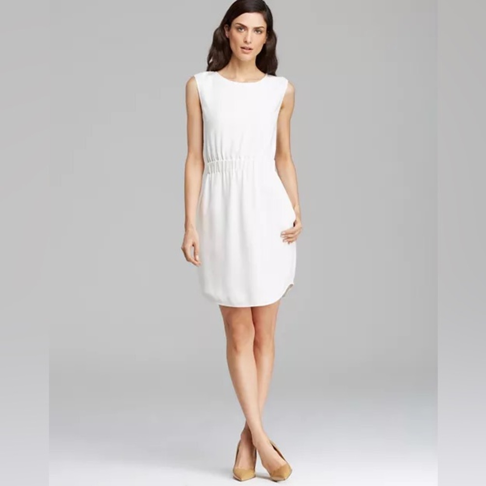 Theory Lydan Spiaggia Linen Minimalist Elastic Waist Shift Dress Size Medium